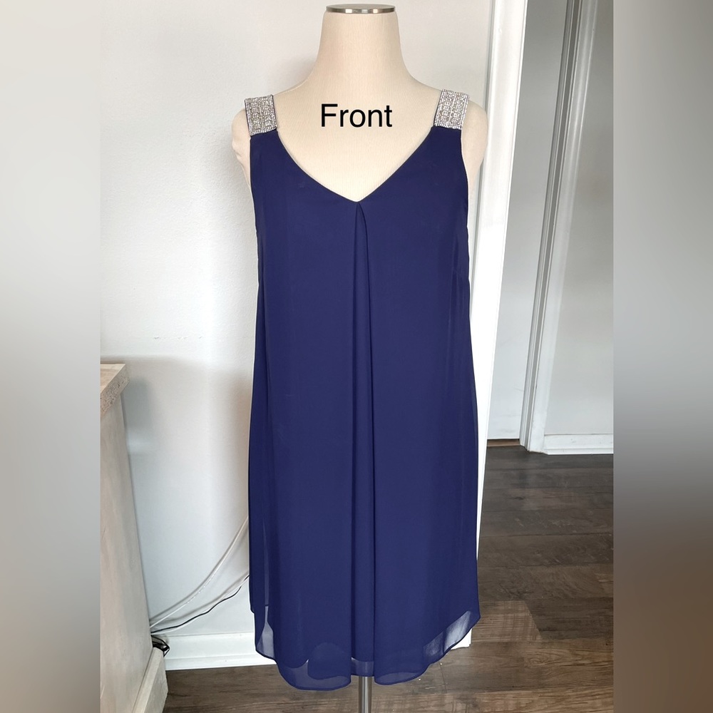 MSK Dress with rhinestone straps in midnight blue
